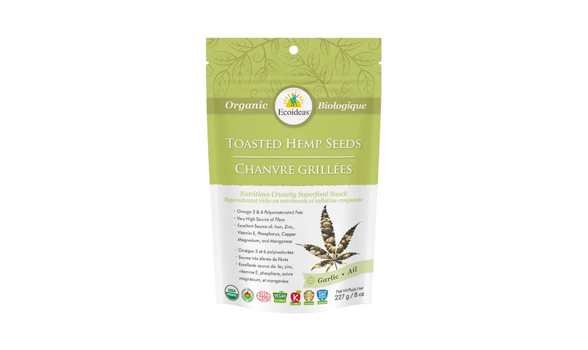 Organic Toasted Hemp Seeds - Garlic By Eco Ideas, 227g