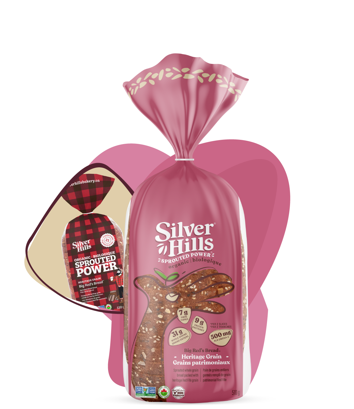 Pain à grains entiers germés Big Red's fabriqué sans farine par Silver Hills Bakery 510 g 