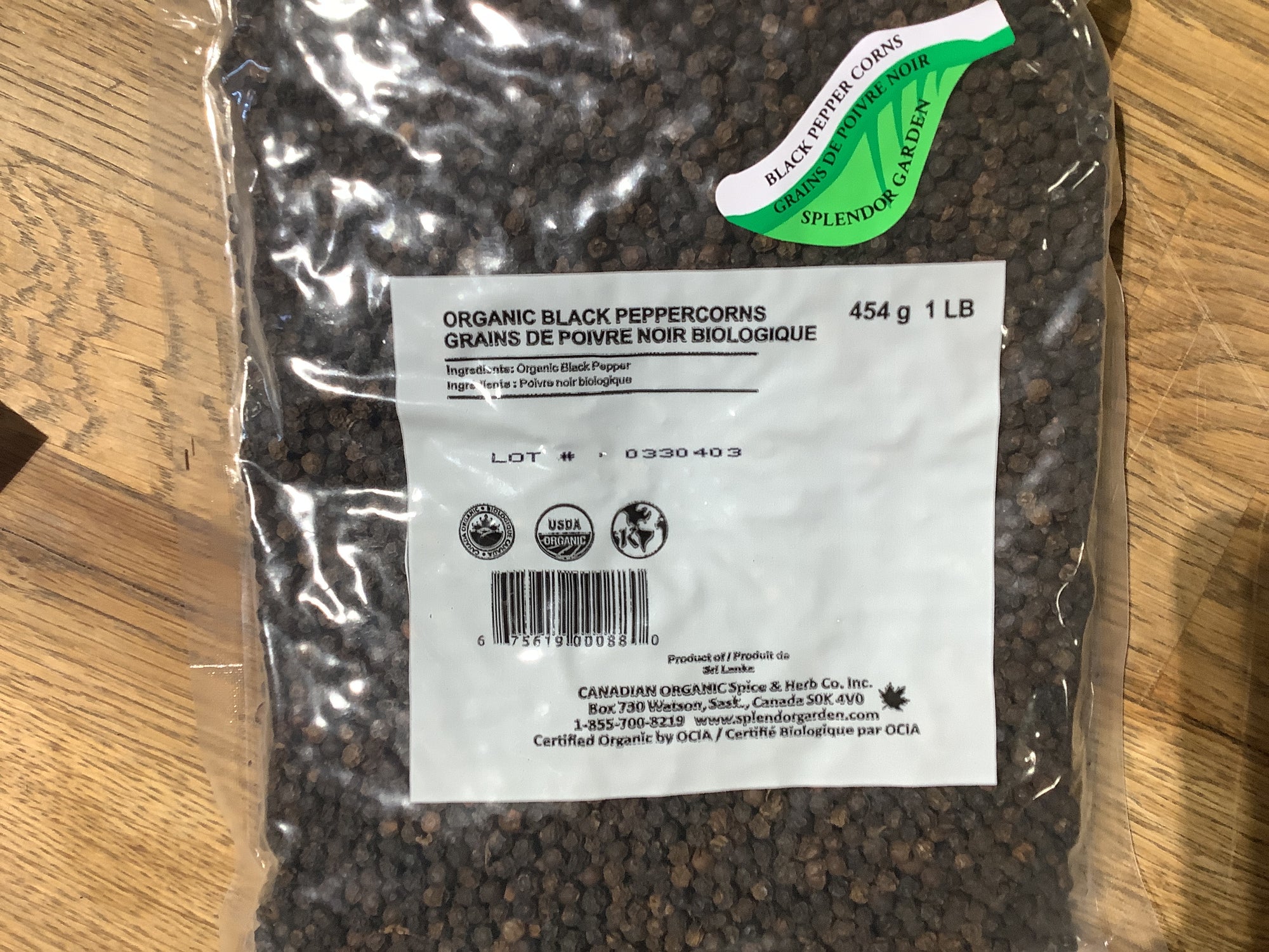 Organic black peppercorns 454g 1lb