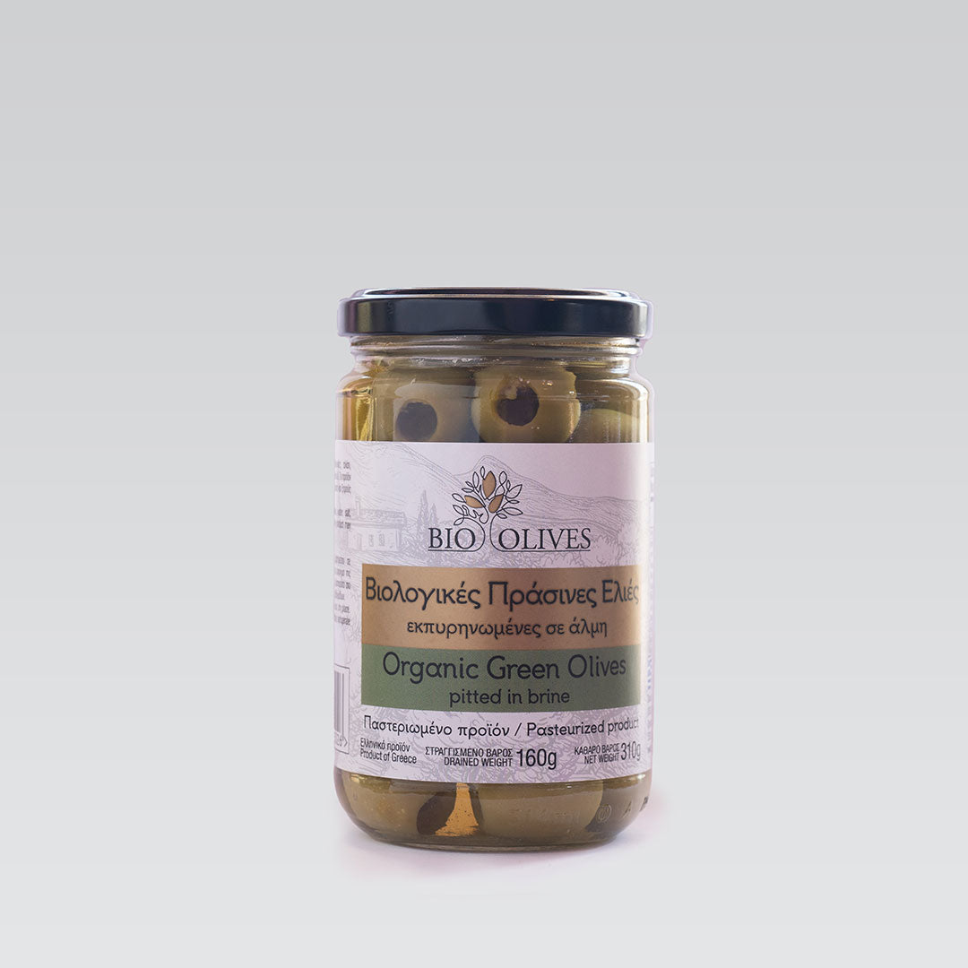 Organic Green Olives - Pitted in Brine by Bio-Olives, 314ml