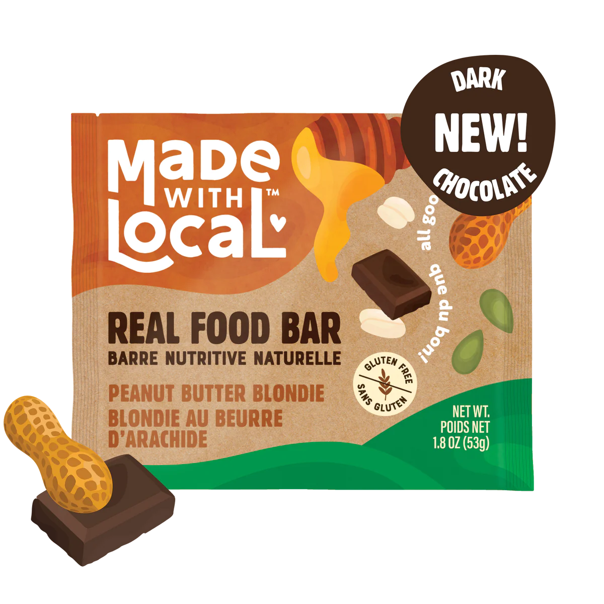 Peanut Butter Blondie- Real Food Bar by Made with Local, 53g