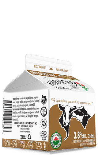 Organic Single Serving Chocolate Milk 3.8& by Organic Harmony, 250ml