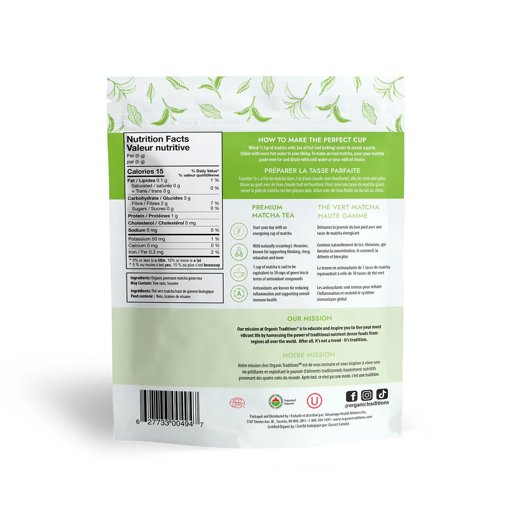 Premium Matcha Tea by Organic Traditions, 100g