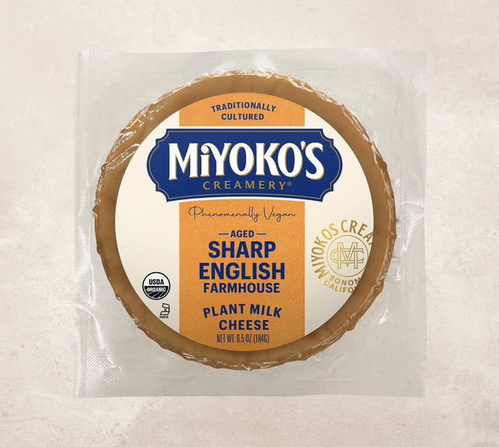 Aged Sharp English Farmhouse Style Plant Milk Cheese by Miyoko's Creamery, 184g