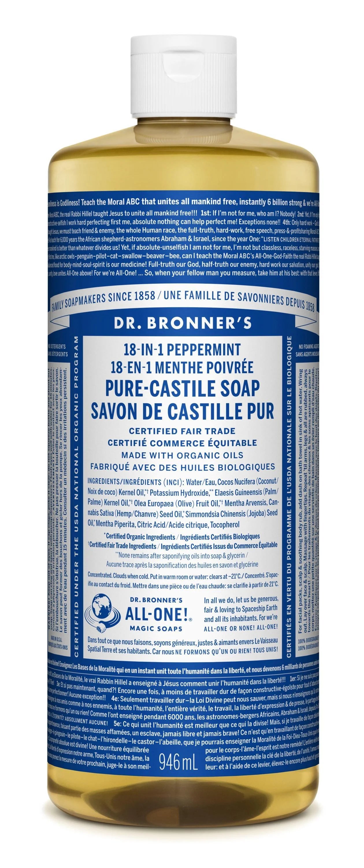 Pure- Castile Liquid Soap, Peppermint by Dr.Bronner’s , 946ml