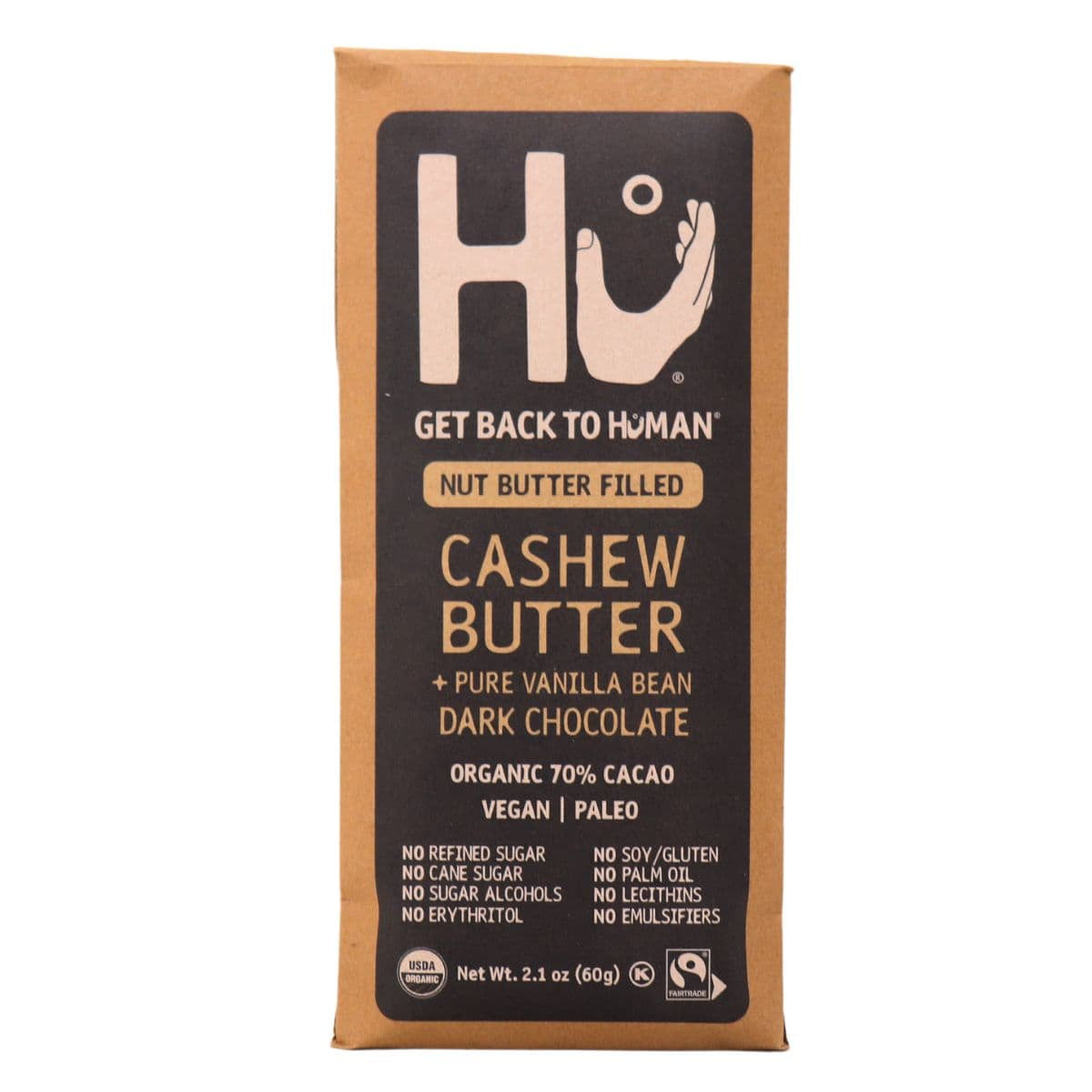 Cashew Butter and Pure Vanilla Bean Dark Chocolate by Hu, 60g