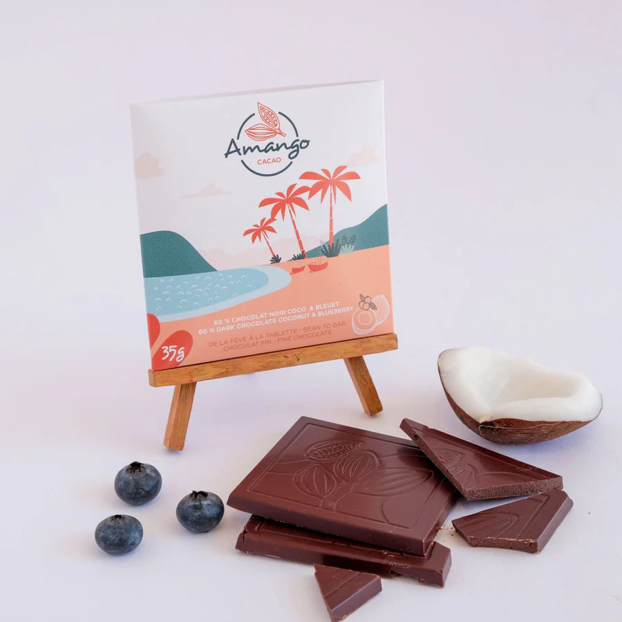 60% Dark Chocolate with Coconut and Blueberry by Amango, 35g