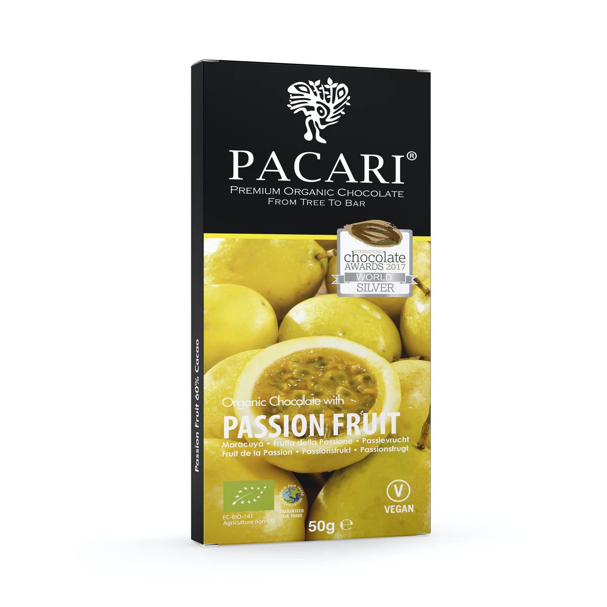 Organic Chocolate Bar with Passion Fruit by Pacari, 50 g