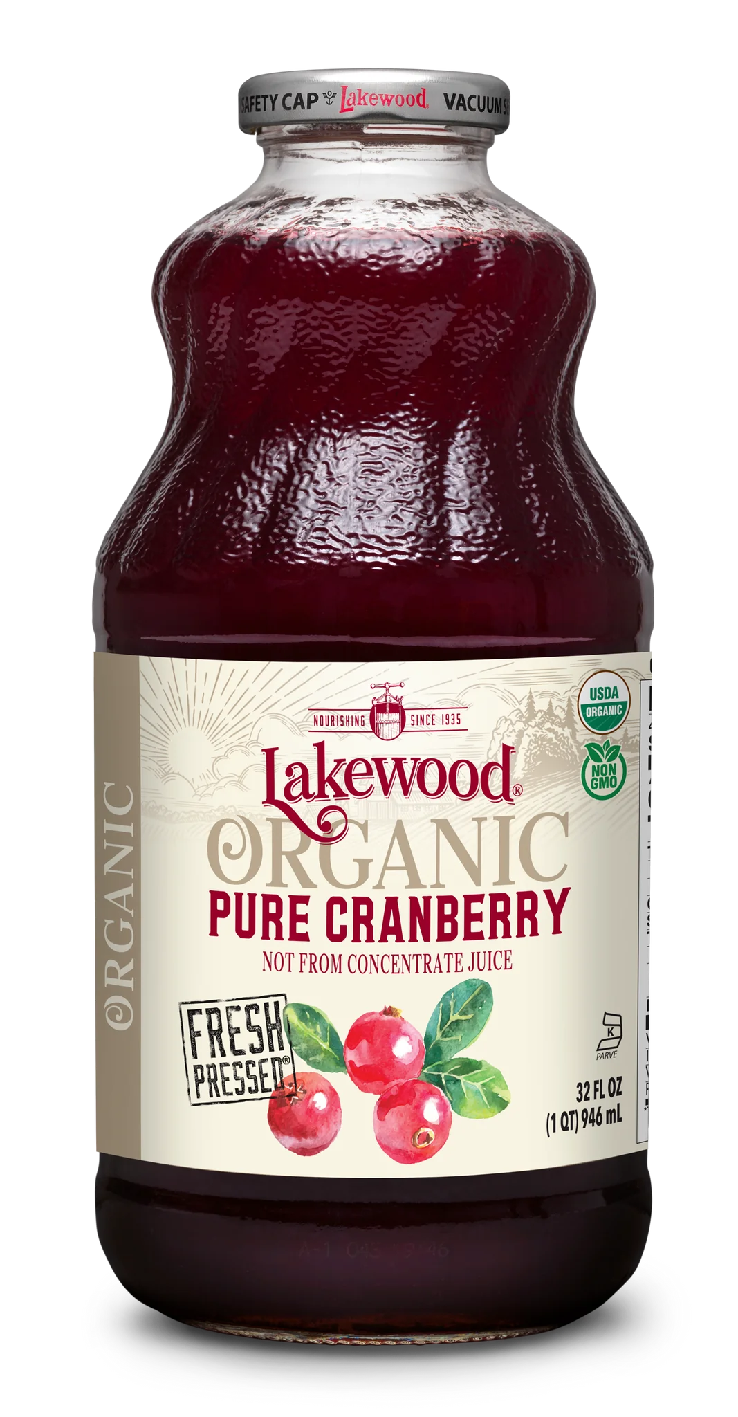 Organic Pure Cranberry Juice by Lakewood, 946 mL