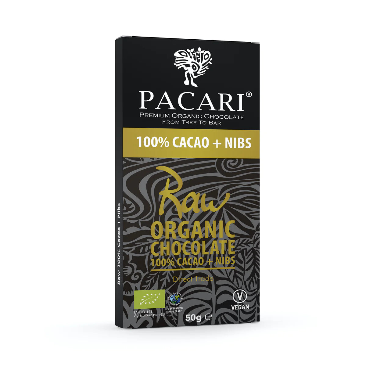 Pacari Chocolat 100% cacao + 1% éclats 50 g