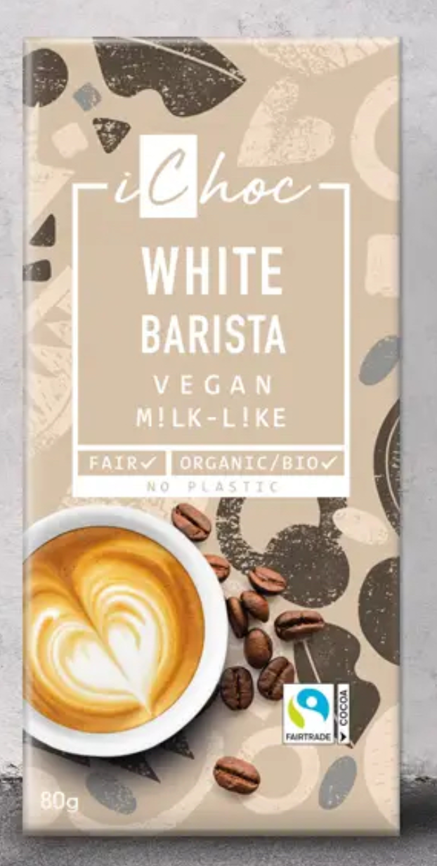Organic White Barista Vegan Chocolate Bar by IChoc, 80g