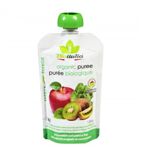 Organic Apple, Kiwi and Spinach Purée by BioItalia, 120g