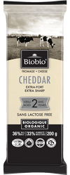 Organic Cheddar extra Sharp 2 Years Lactose Free by Biobio, 200 g