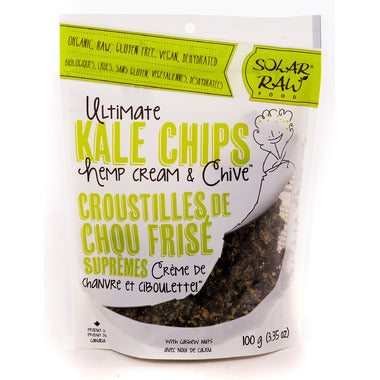 Solar Raw Organic Ultimate Kale Chips Hemp Cream & Chive by Eco Ideas, 100g