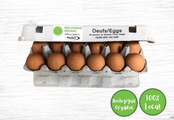 12 Organic Free-Range Large Brown Eggs, Les Fermes Valens