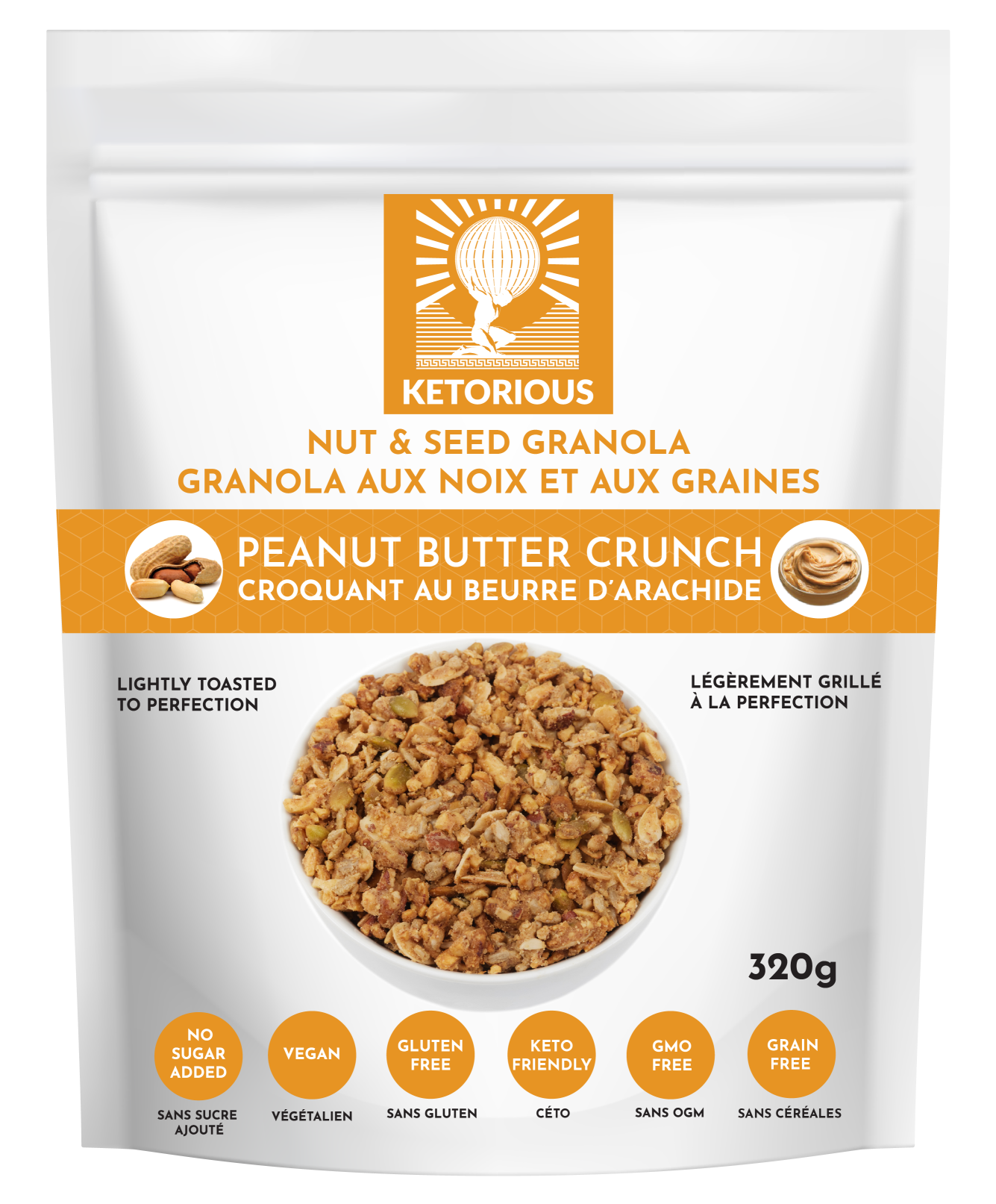 Peanut Butter Crunch Nut and Seed Granola by Ketorious, 320g (Copy)