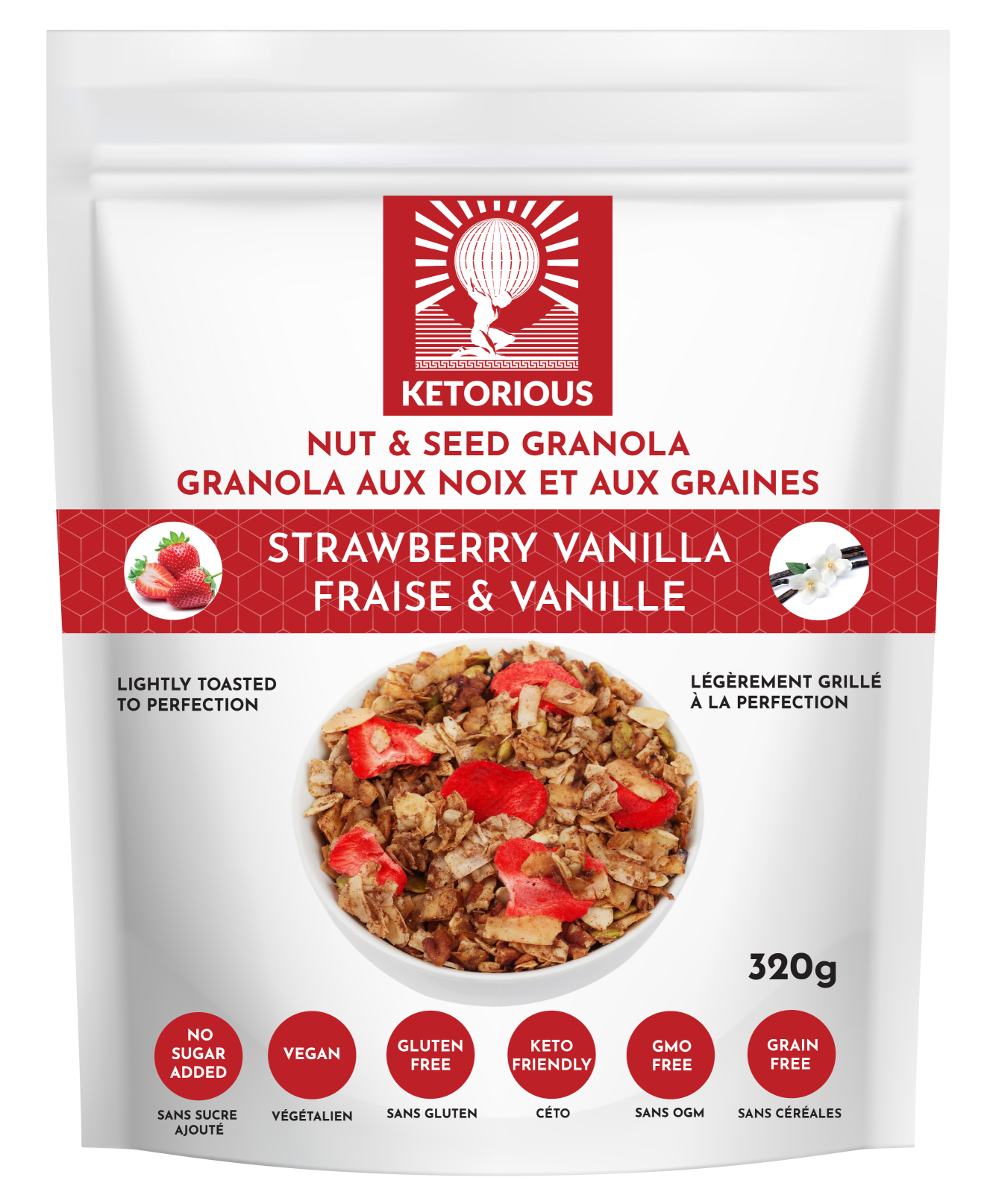 Strawberry Crunch Nut and Seed Granola by Ketorious, 320g