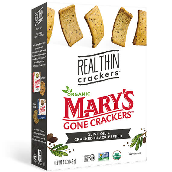 Mary's bio real thin huile d'olive et poivre moulu 142 g