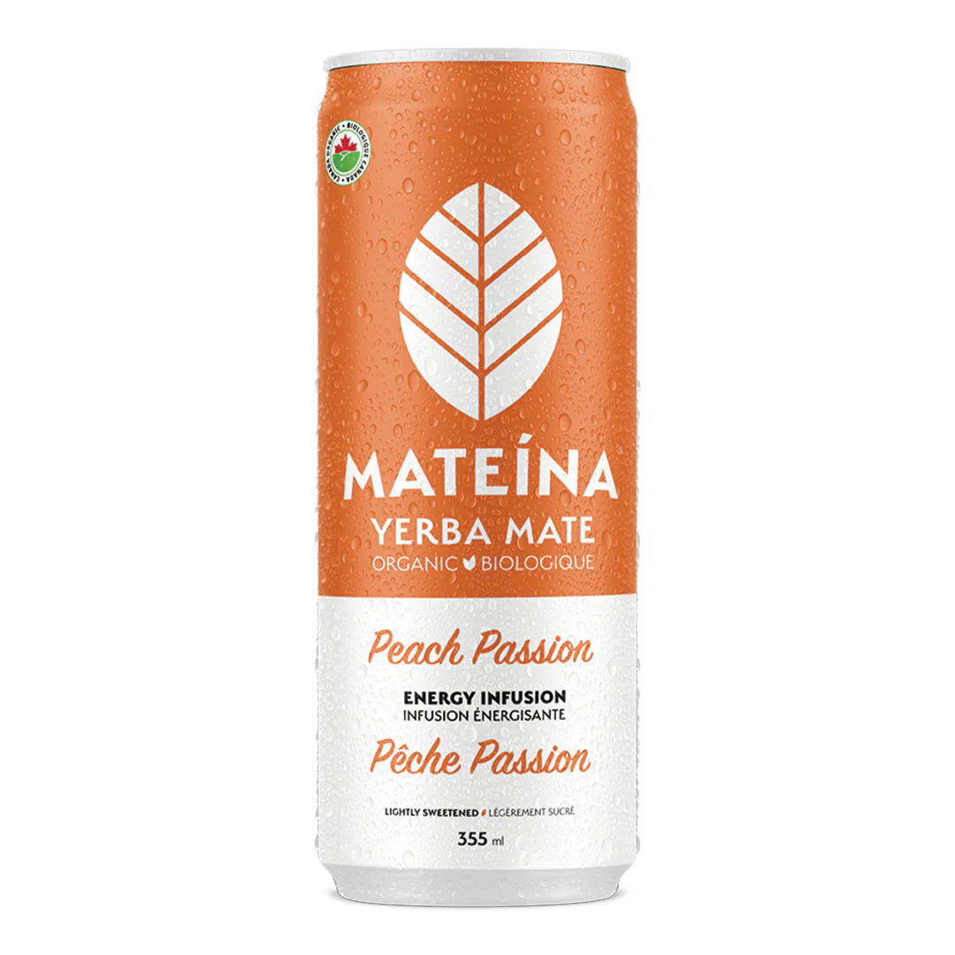 Organic Yerba Mate Energy Infusion - Peach Passion  by Mateína, 355 mL