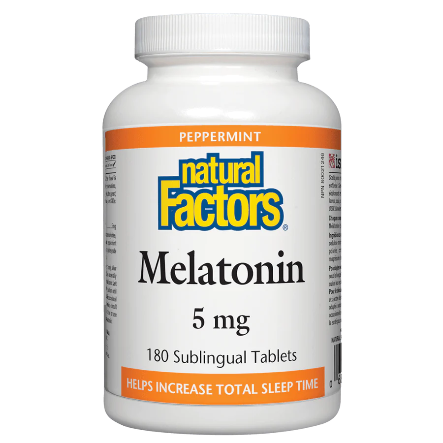 Melatonin Peppermint 5mg by Natural Factors, 180 tabs