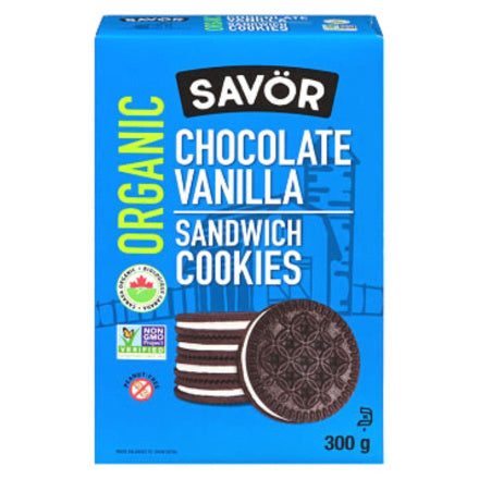 Organic Chocolate Vanilla Sandwich Cookies by Savor 300 g
