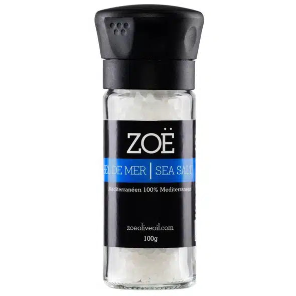 Sea Salt In Reusable Glass Mill by Zoë, 100 g