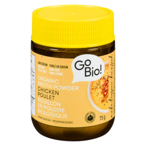 Organic Low Sodium Chicken Broth Powder by GoBio, 75g