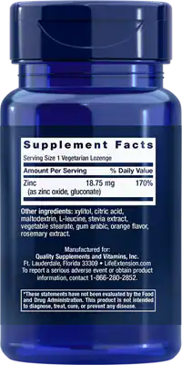 Zinc Lozenges (Citrus-Orange Flavor) by Life Extension, 60 vegetarian lozenges