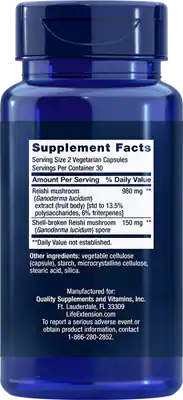 Reishi Extract Mushroom Complex by Life Extension, 60 caps