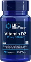 Vitamin D3 25 mcg (1000 IU) by Life Extension, , 90 softgels