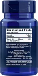 Vitamin D3 125 mcg (5000 IU) by Life Extension, 60 softgels