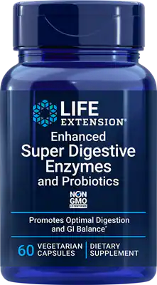 Enzymes super digestives et probiotiques améliorés par Life Extension, 60 gélules