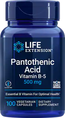 Acide pantothénique - Vitamine B-5 500 mg par Life Extension par 100 gélules