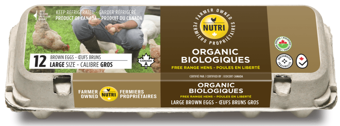 12 Organic Large Brown Eggs, Nutri-Oeufs,