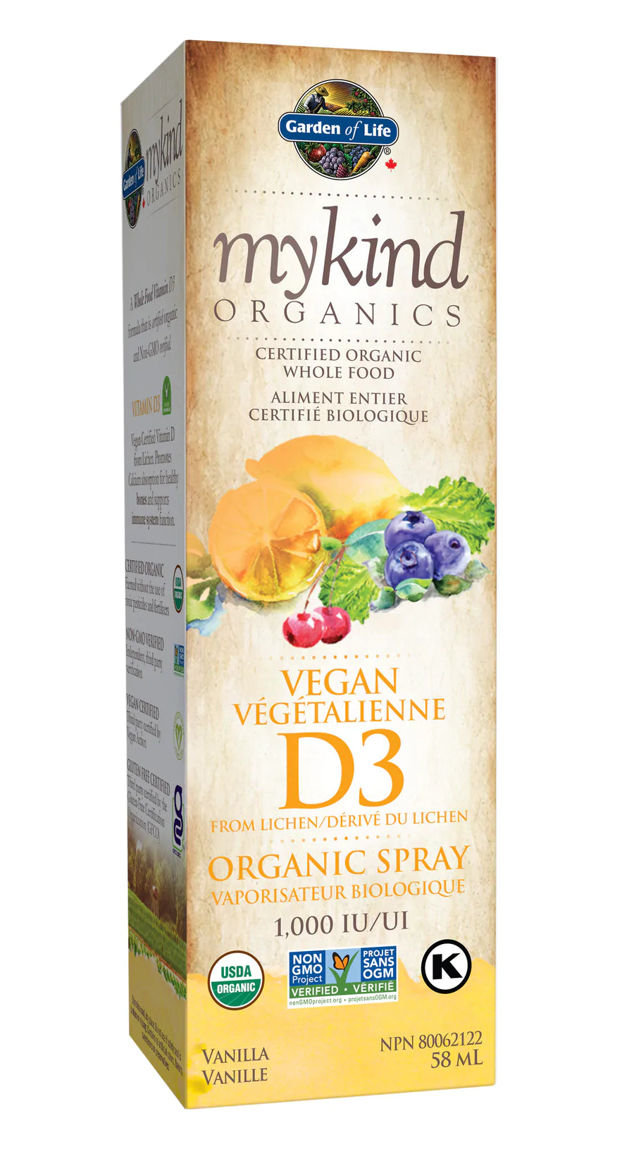 Spray à la vitamine D3 biologique par Garden of Life, 58 ml