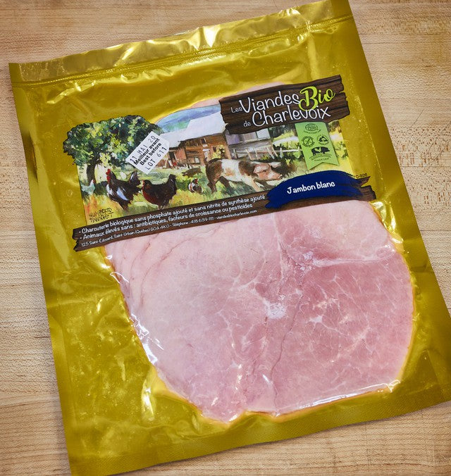 Organic Sliced White Ham by Charlevoix, 100g