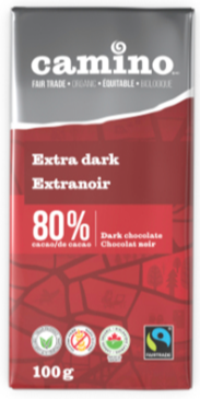 Tablette de chocolat extra noir 80 % biologique par Camino, 100 g