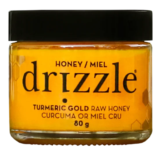 Curcuma Gold - Mélange anti-inflammatoire - Mini miel cru par Drizzle, 80g