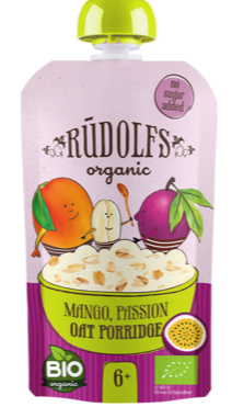 Bouillie d'avoine à la mangue et à la passion bio par Rudolfs, 110 g