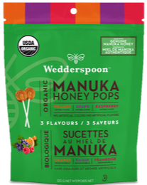 Sucettes au miel de Manuka bio par Wedderspoon 120g