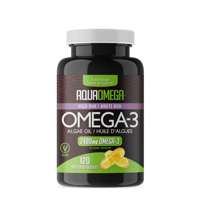 Capsules d'oméga 3 à base de plantes par AquaOmega, 120 capsules