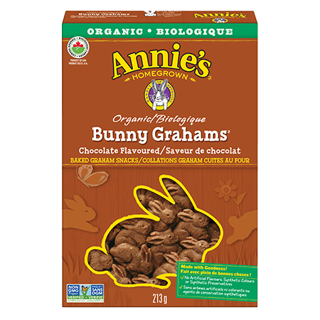 Chocolate Flavoured Organic Graham Snacks Bunny Grahams by Annie's Homegrown 213g