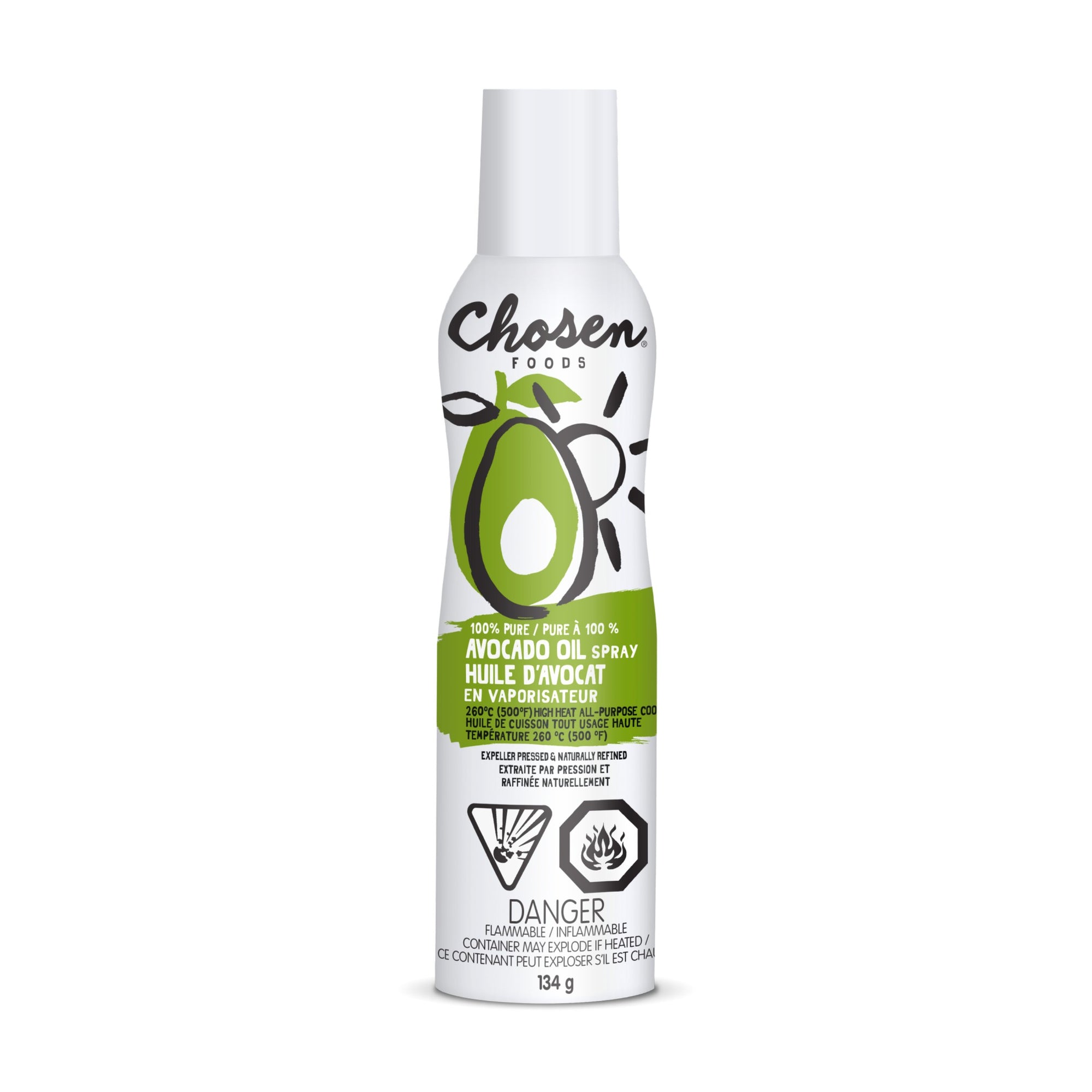 Spray d'huile d'avocat 100 % pure par Chosen Foods, 134 g