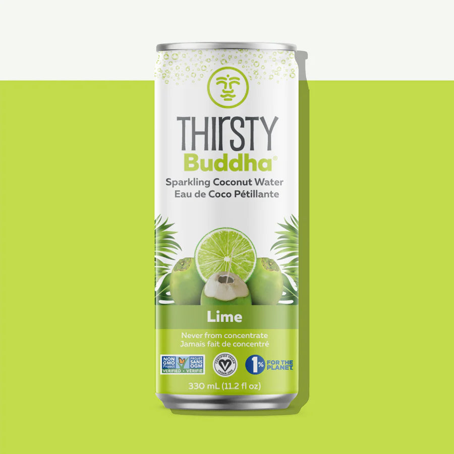 Eau de coco pétillante au citron vert par Thirsty Buddha, 330 ml