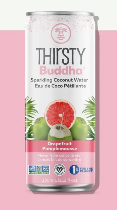 Eau de coco pétillante au pamplemousse par Thirsty Buddha, 330 ml