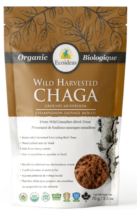 Chaga moulu biologique par Eco Ideas, 70 g