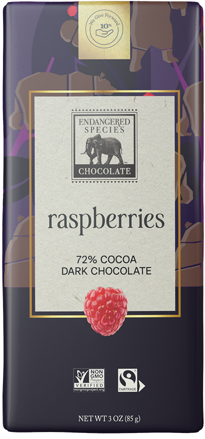 Chocolat Noir aux Framboises 72% par Endangered Species 85g