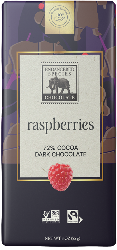 Grizzly Bear: Dark Chocolate with Raspberries 72% by Endangered Species, 85g