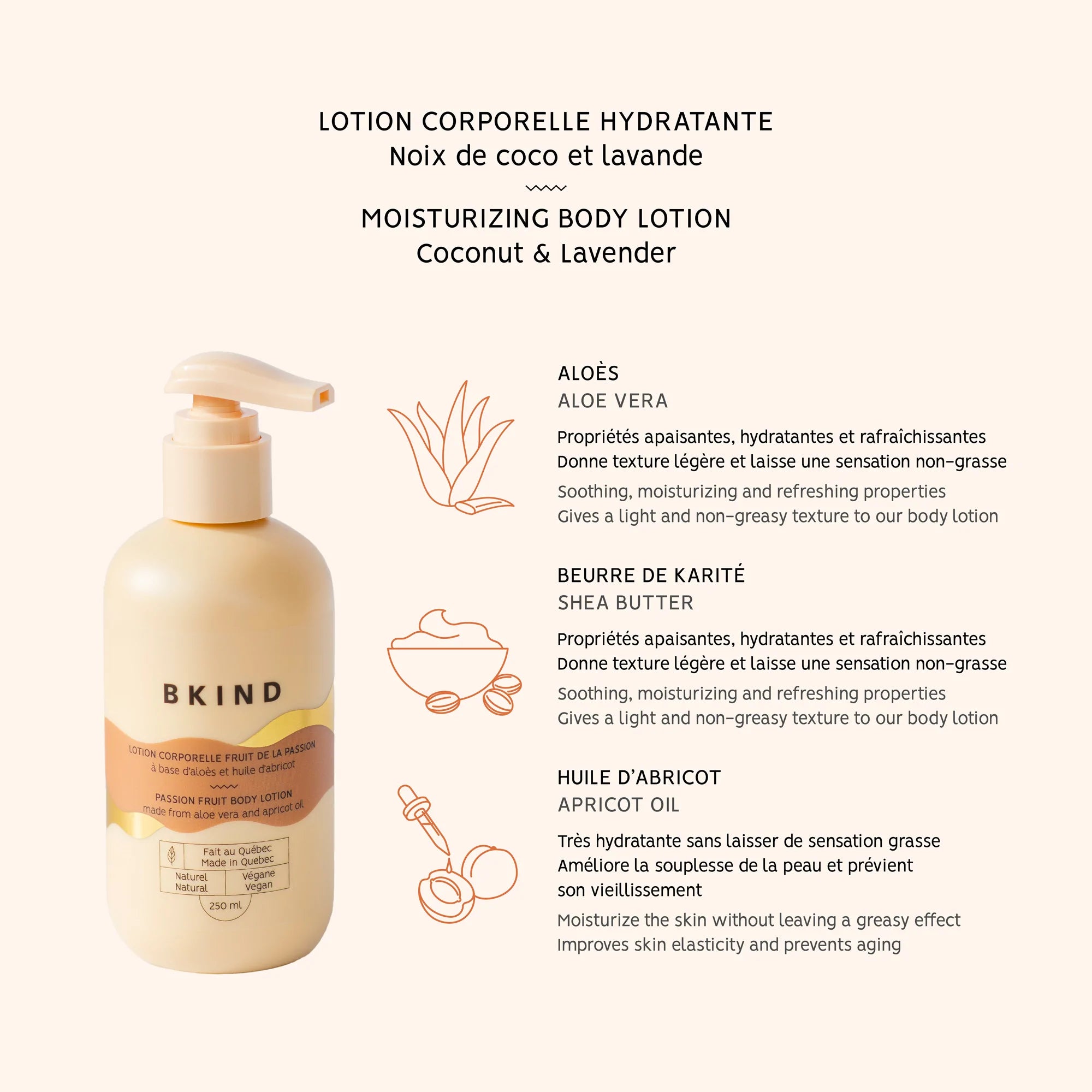 Lotion pour le corps au fruit de la passion par BKIND, 250 ml