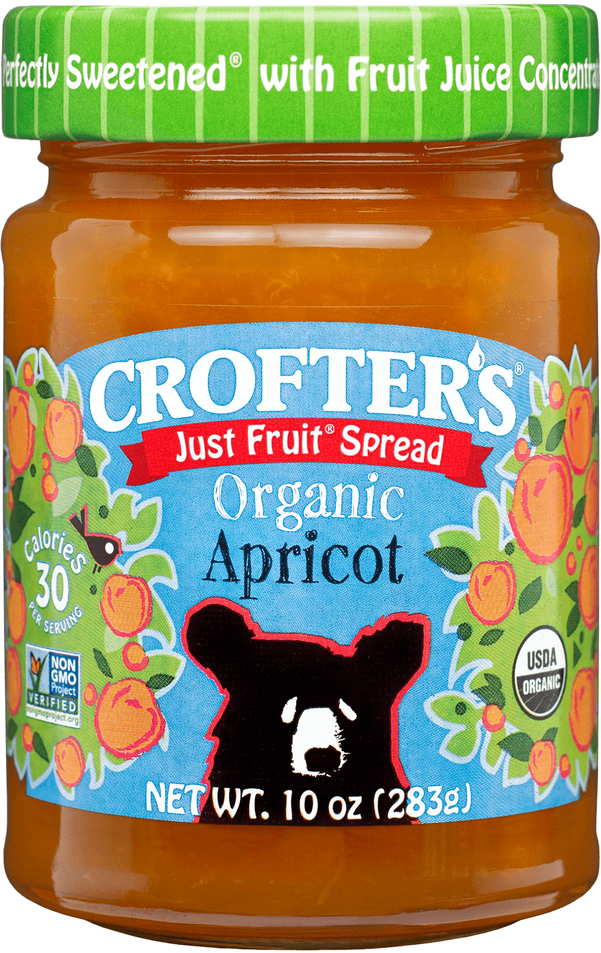 Confiture d'abricot biologique sans sucre raffiné par Crofter's 235 ml